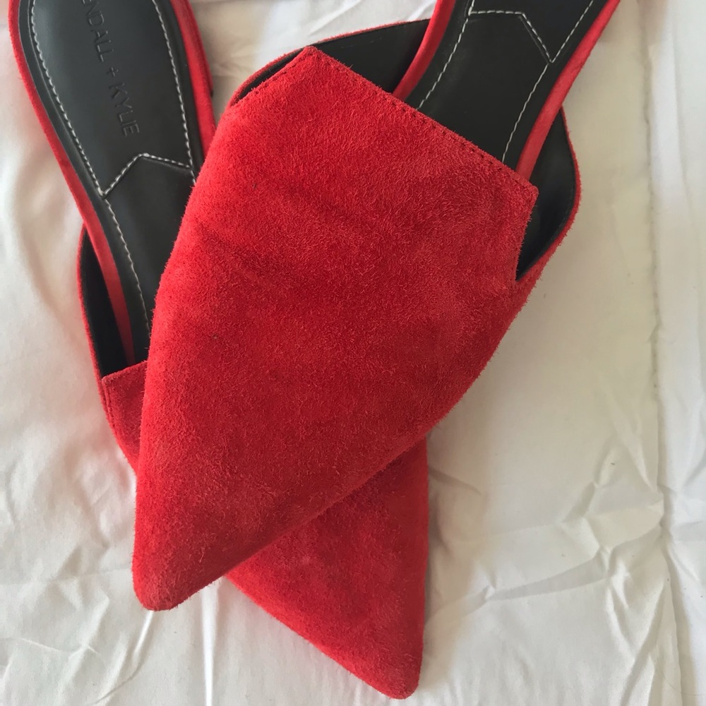 Kendall + Kylie red flat mules, size 8